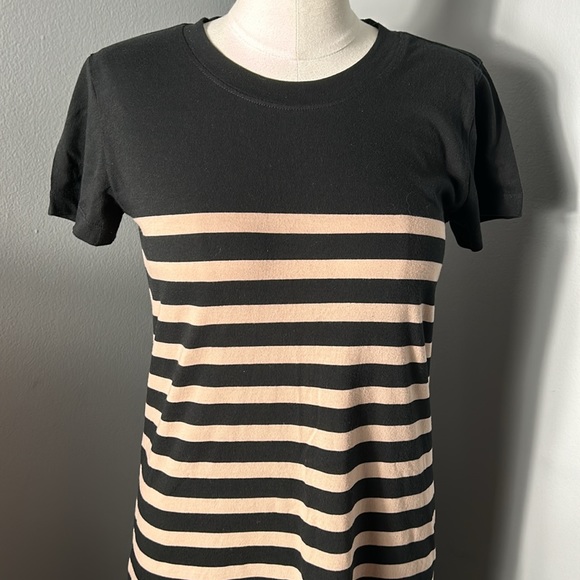 J Crew Dress Womens Black Crew Neck Short Sleeve Striped Cotton size S - Picture 6 of 10